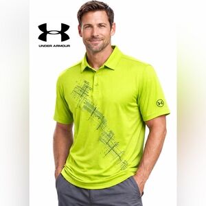 Under Armour Men’s XL Golf Polo HeatGear Neon Green Graphic Loose Fit